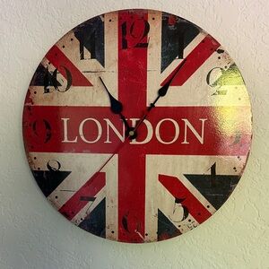Large London Union Jack Wall Clock - Red and White